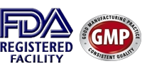 F D A Registered facility ; G M P : Good Manufacturing Practice, consistent Quality